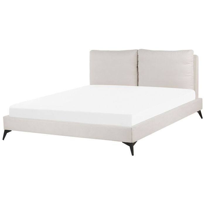 Chenille EU Super King Size Bed Light Beige MELLE