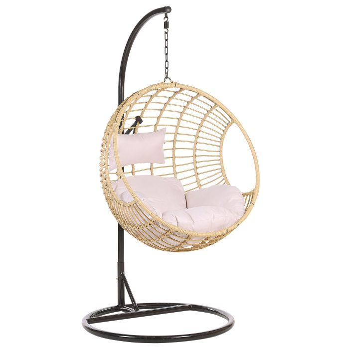 PE Rattan Hanging Chair with Stand Natural ASPIO