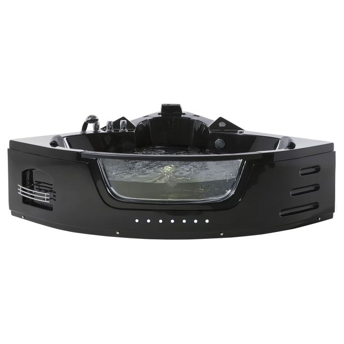 Whirlpool Corner Bath with LED 1980 x 1440 mm Black MARTINICA