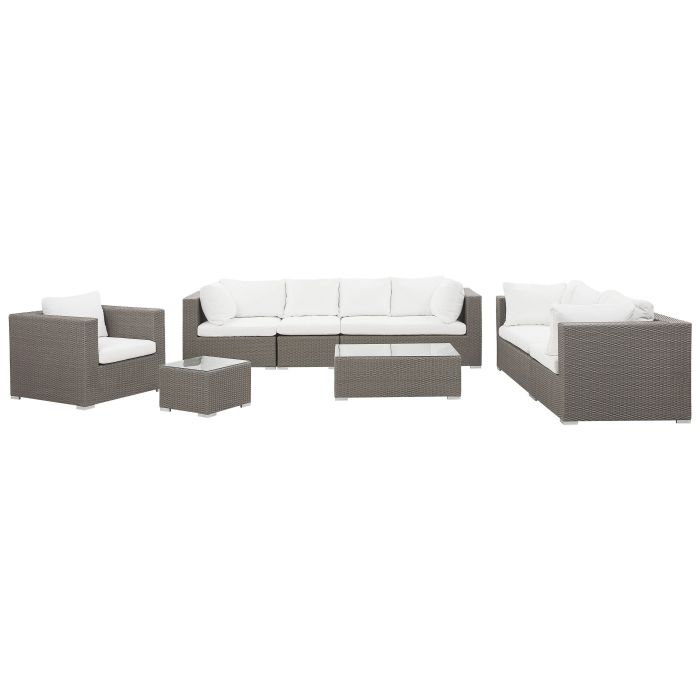 8 Seater PE Rattan Modular Garden Lounge Set Taupe MAESTRO II