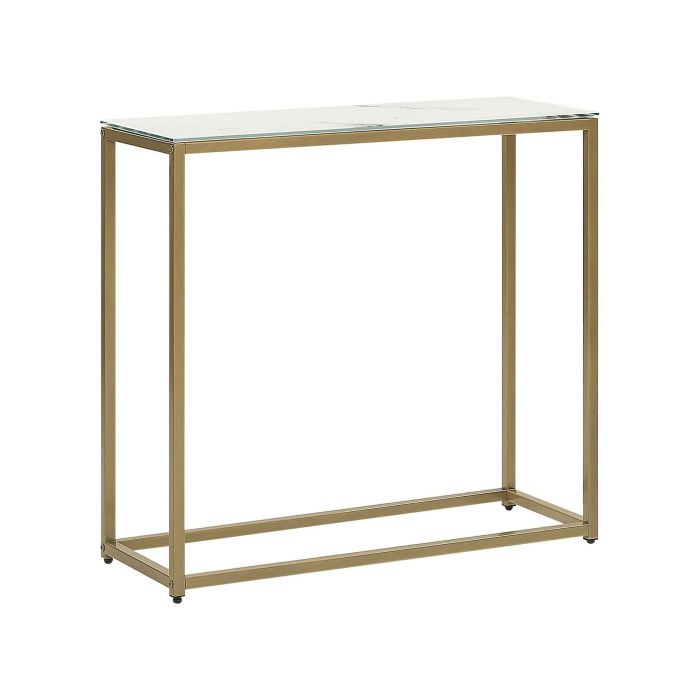 Console Table Marble Effect White with Gold