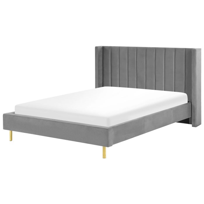 Velvet EU King Size Bed Grey VILLETTE