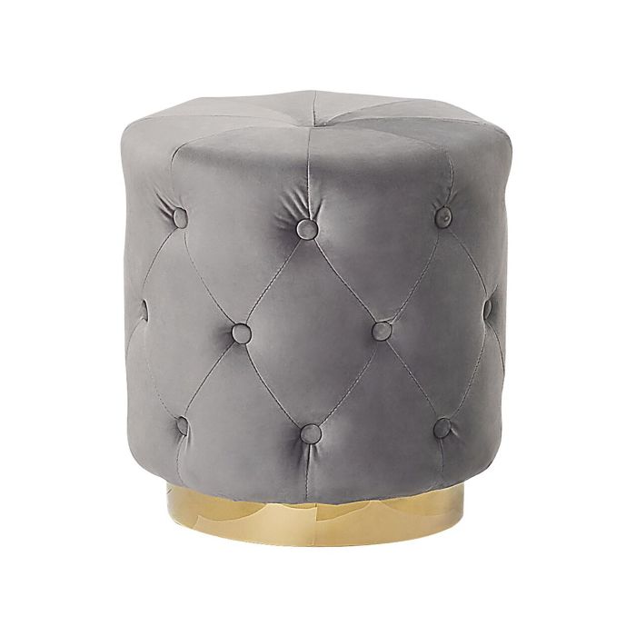 Velvet Pouffe Grey CARROLLTON