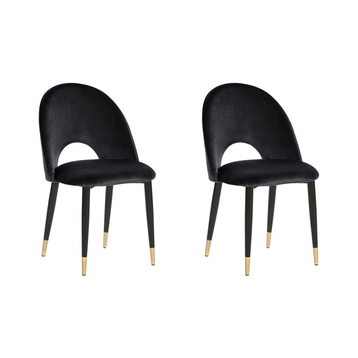 Set of 2 Velvet Dining Chairs Black MAGALIA