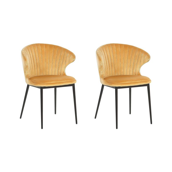 Set of 2 Velvet Dining Chairs Yellow AUGUSTA