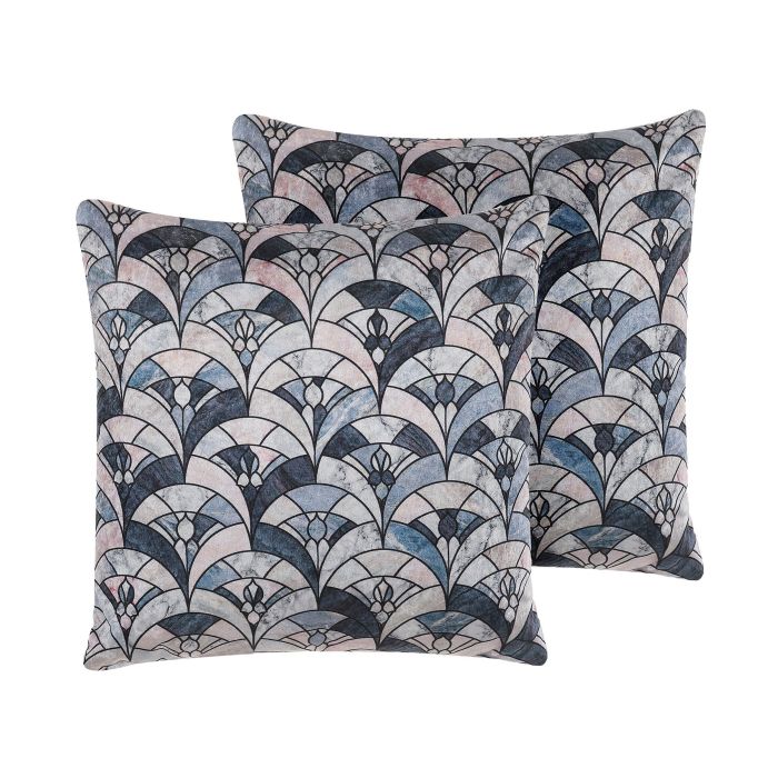 Set of 2 Cushions Geometric Pattern 45x45cm Multicolour
