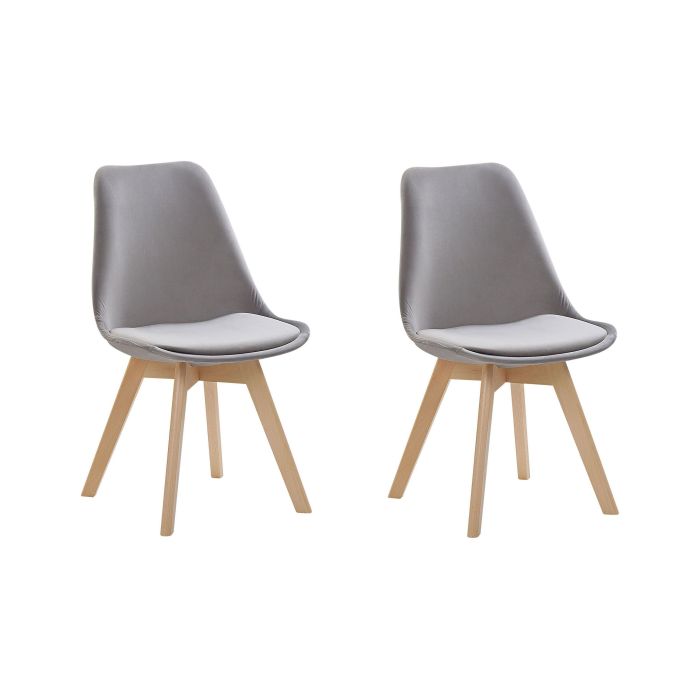 Set of 2 Velvet Dining Chairs Grey DAKOTA II