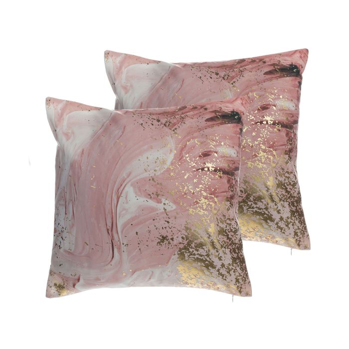 Set of 2 Cushions Abstract Pattern 45x45cm Pink