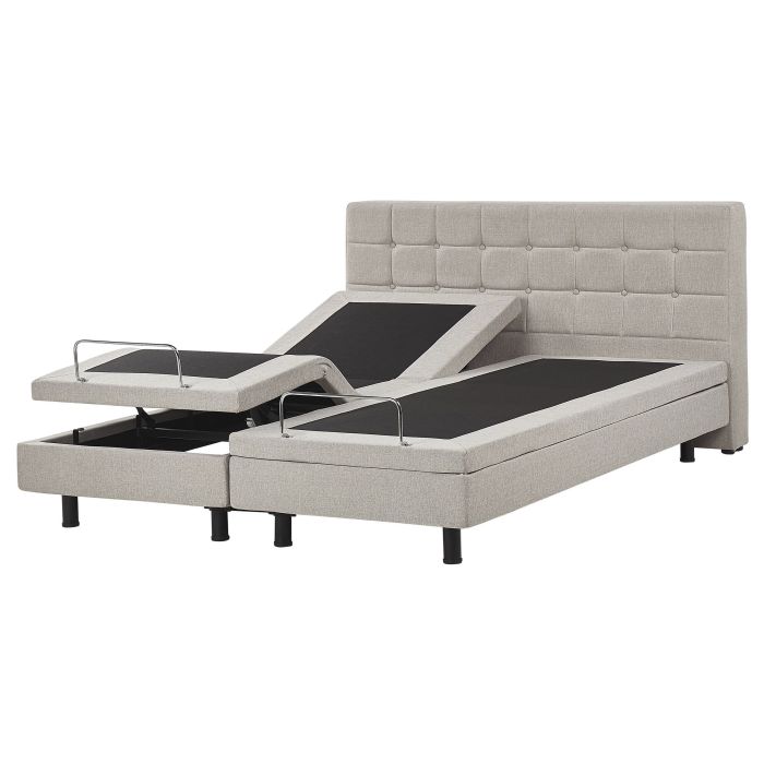 Fabric EU King Size Adjustable Bed Beige DUKE