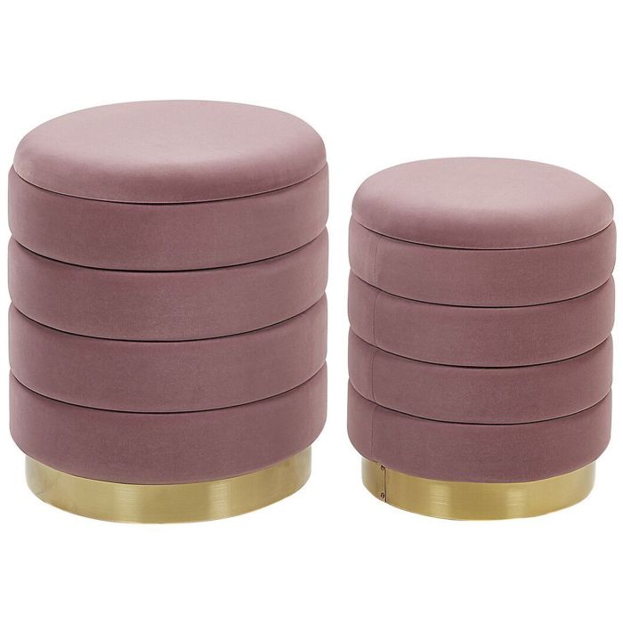 Set of 2 Storage Pouffes Pink GARLAND