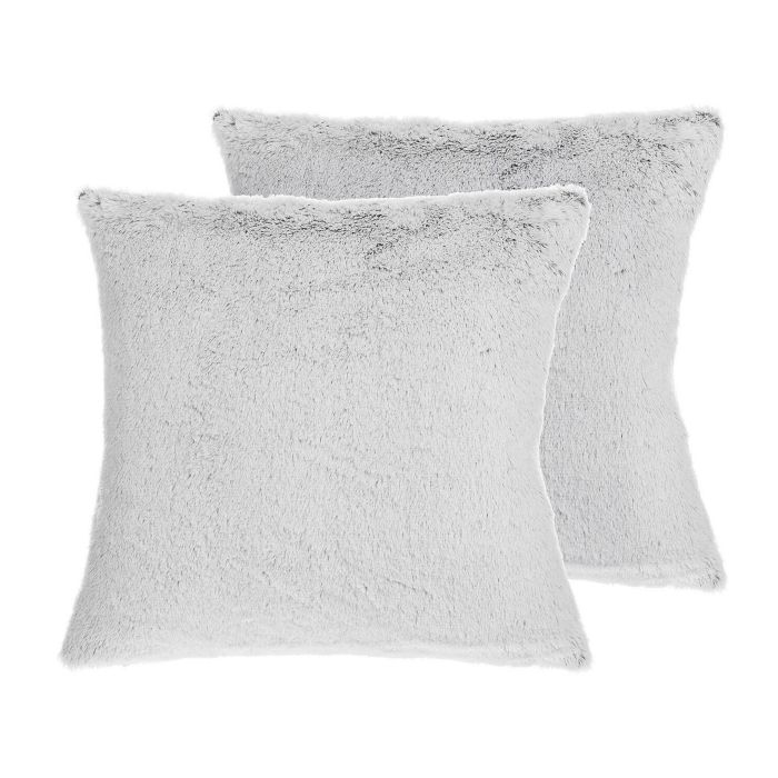 Set of 2 Faux Fur Cushions 45x45cm Light Grey