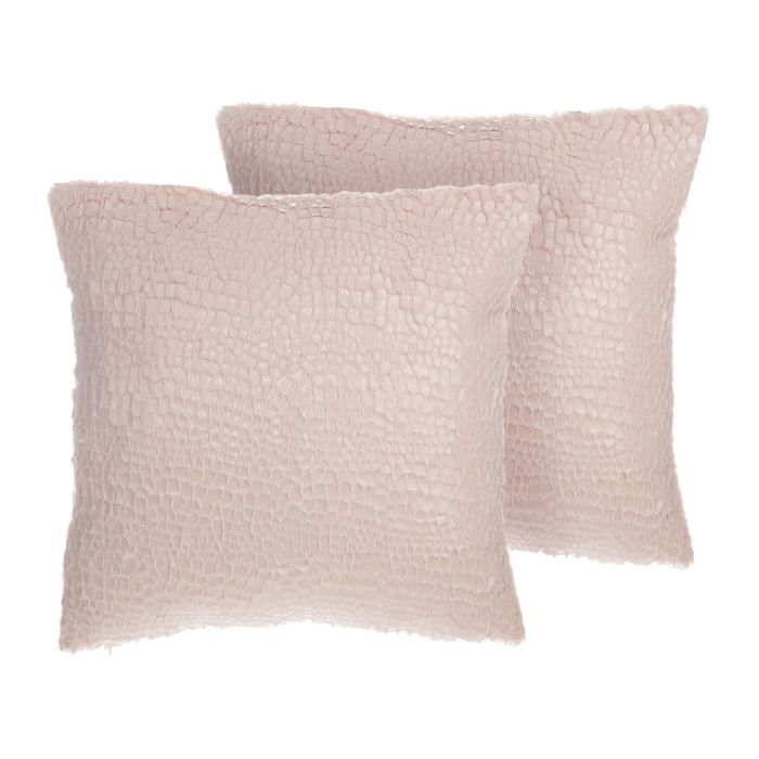 Set of 2 Cushions Crackle Effect 45x45cm Pink