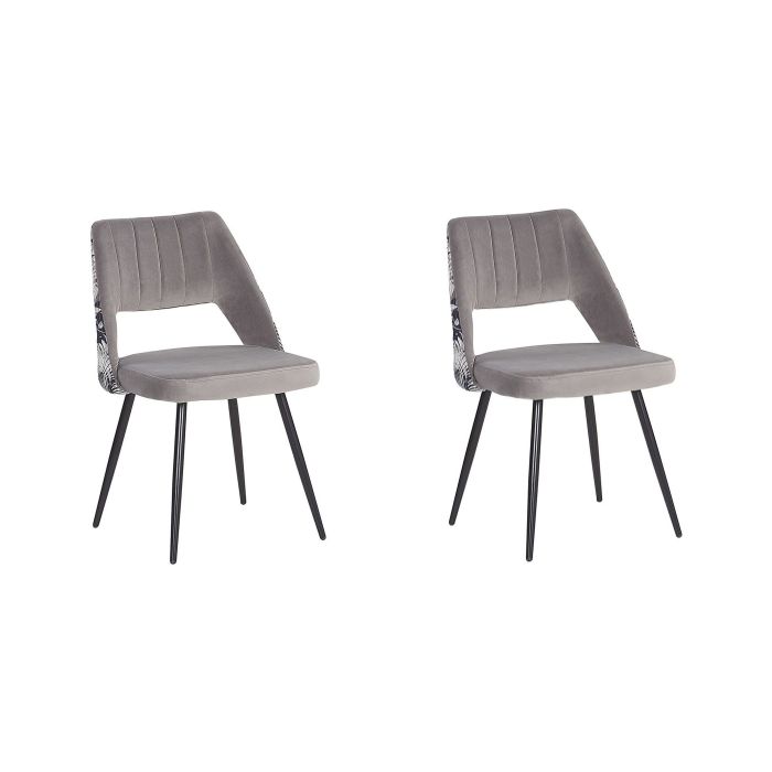 Set of 2 Velvet Dining Chairs Grey ANSLEY