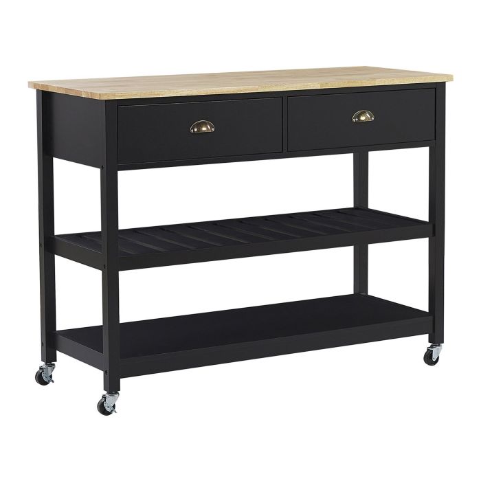 2 Drawer Kitchen Trolley Black NAVARINO