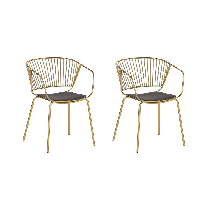 Set of 2 Metal Dining Chairs Gold RIGBY