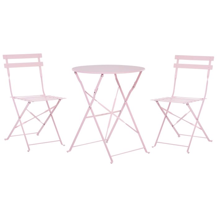 Steel Garden Bistro Set Pastel Pink FIORI