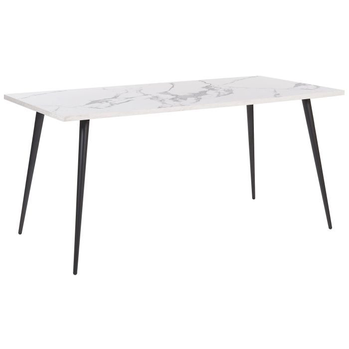 Dining Table 160 x 80 cm White Marble Effect with Black SANTIAGO