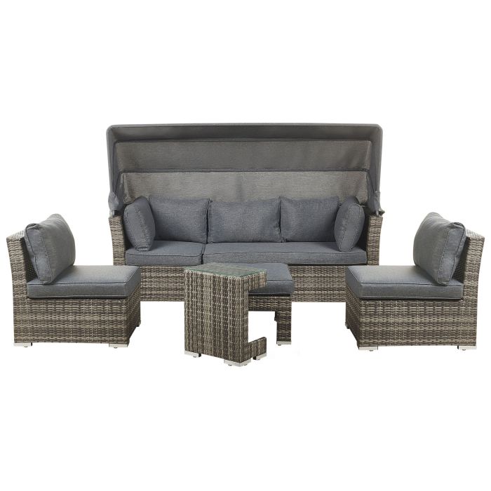 5 Seater PE Rattan Modular Garden Lounge Set Brown CORTE