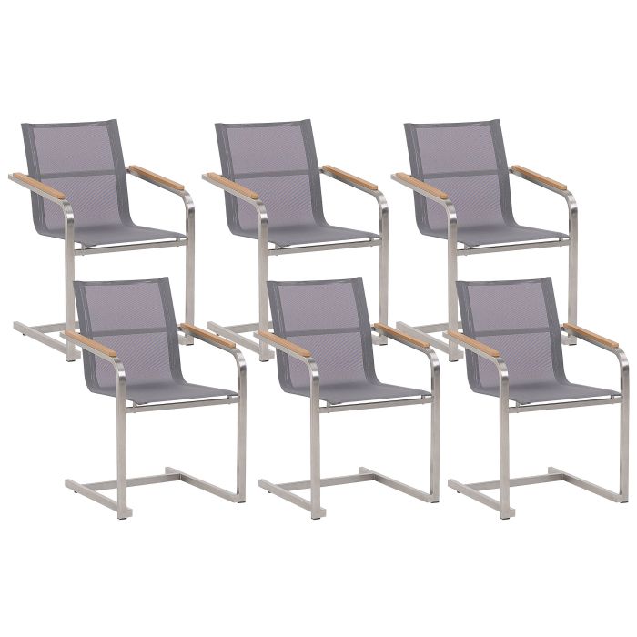 Set of 6 Garden Chairs Grey COSOLETO