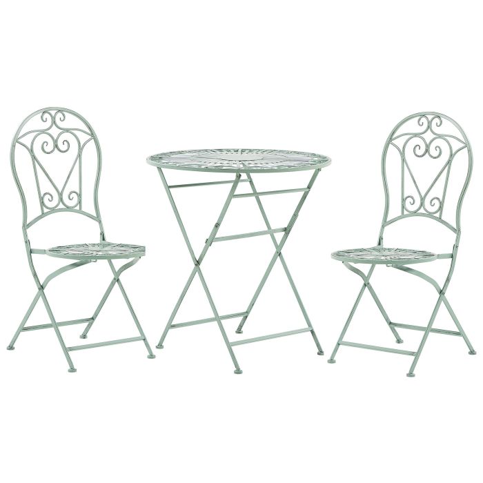 Metal Garden Bistro Set Green TRENTO