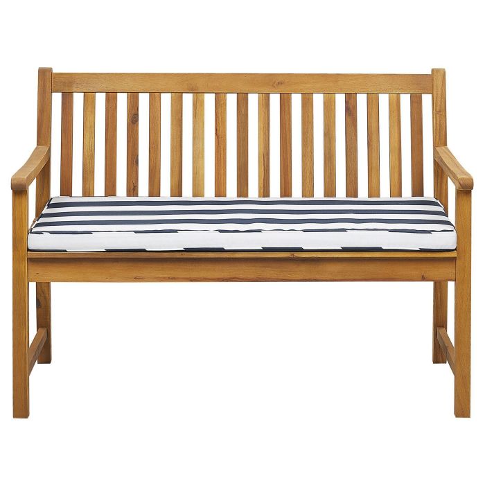 Acacia Wood Garden Bench 120 cm with Blue Cushion VIVARA