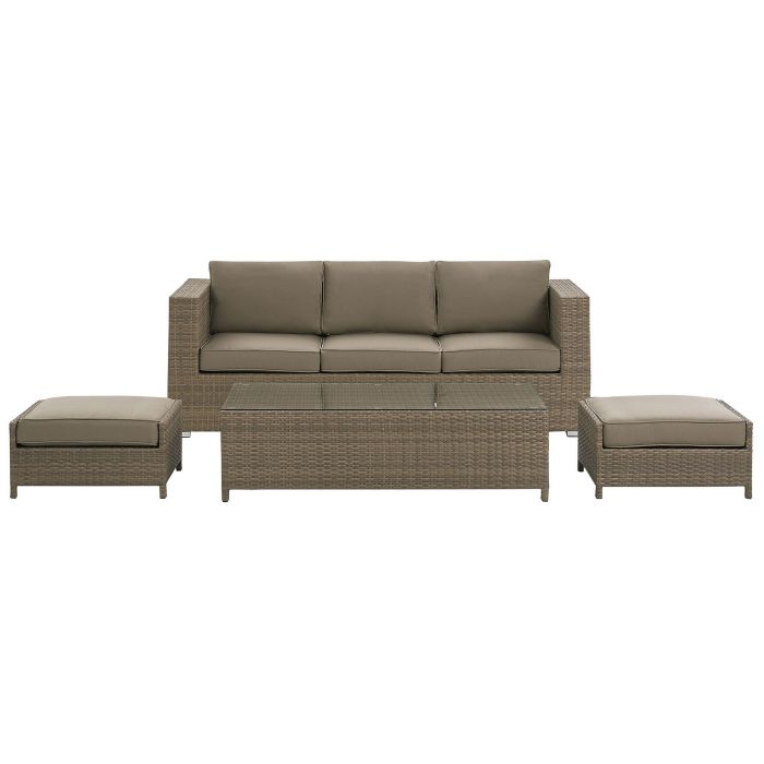 3 Seater PE Rattan Garden Sofa Set Brown BELLUNO