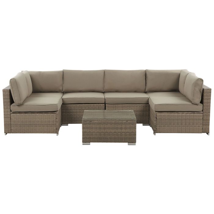6 Seater PE Rattan Garden Lounge Set Brown BELVEDERE
