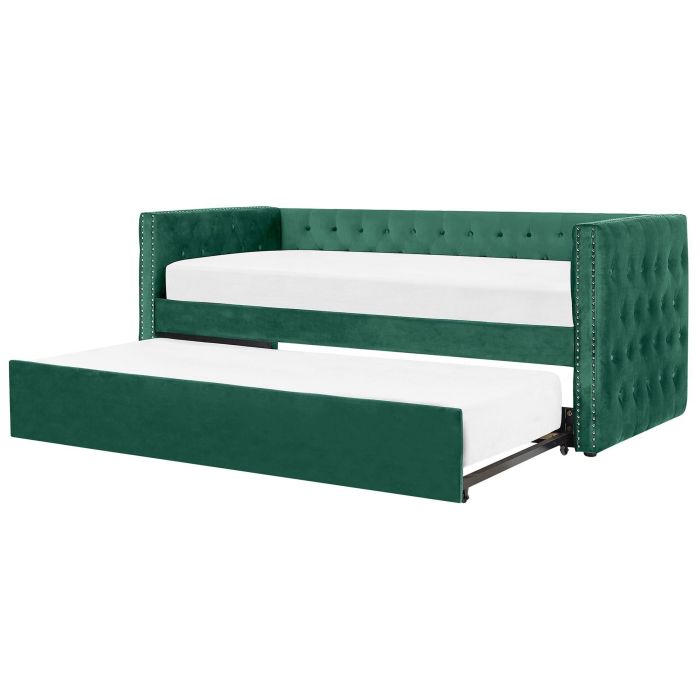 Velvet EU Single Trundle Bed Green GASSIN