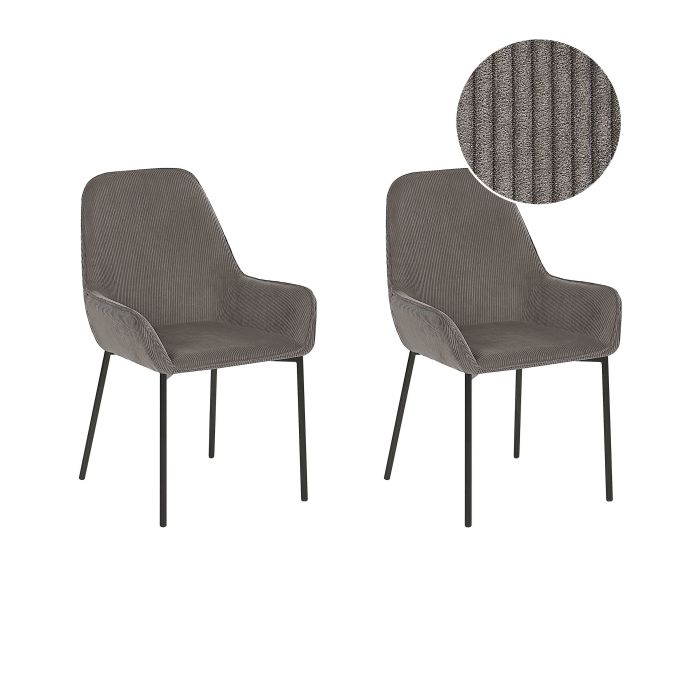 Set of 2 Jumbo Cord Dining Chairs Grey LOVERNA