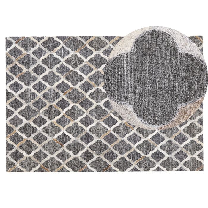 Cowhide Area Rug 140x200cm Grey and Beige