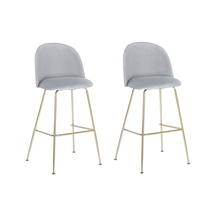 Set of 2 Velvet Bar Chairs Grey ARCOLA