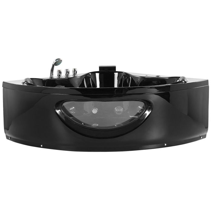 Whirlpool Corner Bath with LED 1900 x 1500 cm Black TOCOA
