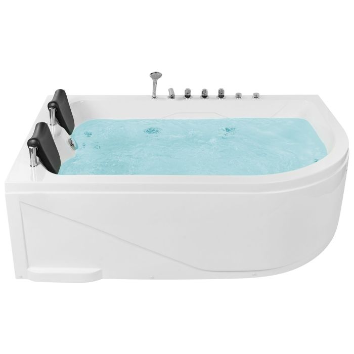 Right Hand Whirlpool Corner Bath with LED 1800 x 1200 mm White CALAMA
