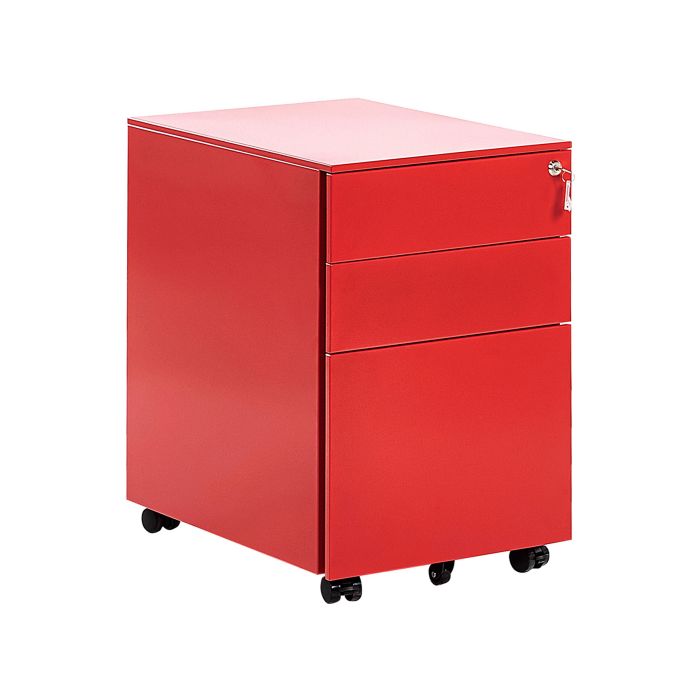 3 Drawer Metal Filing Cabinet Red CAMI
