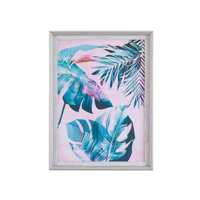 Floral Motif Framed Wall Art 30 x 40 cm Blue and Pink AGENA