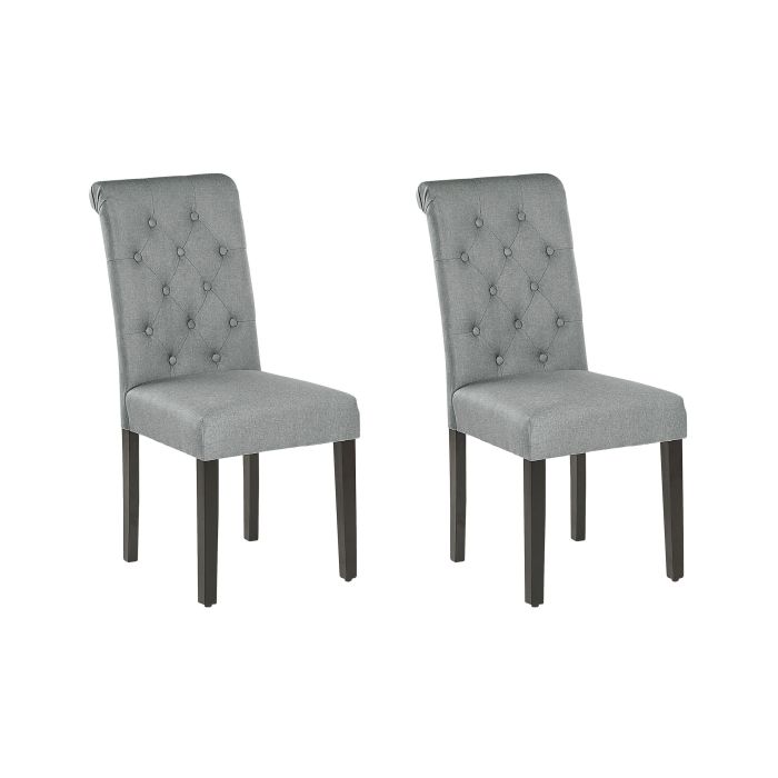 Set of 2 Fabric Dining Chairs Grey VELVA