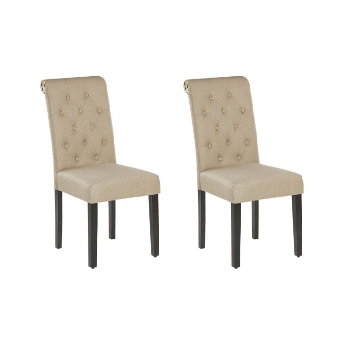Set of 2 Fabric Dining Chairs Beige VELVA