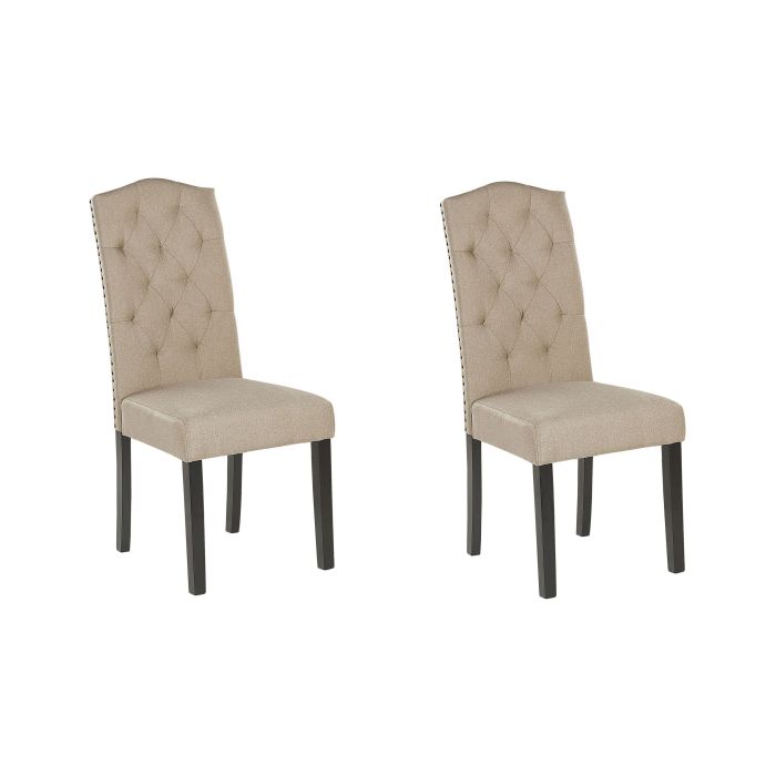 Set of 2 Fabric Dining Chairs Beige SHIRLEY