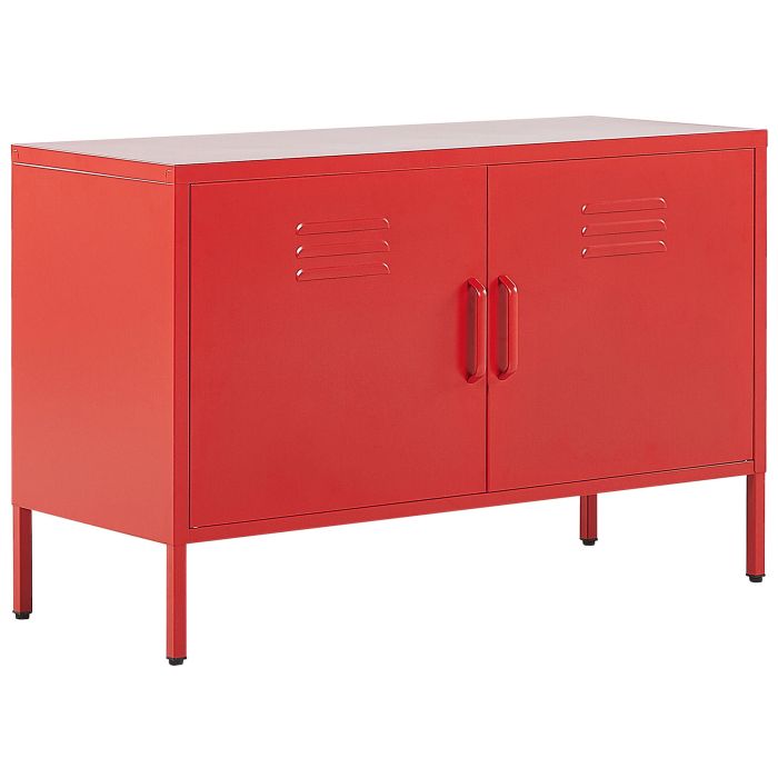 2 Door Metal Sideboard Red URIA