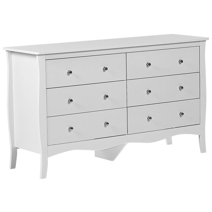 White Chest of Drawers - KINGSLEY Large Chest 6 Drawers