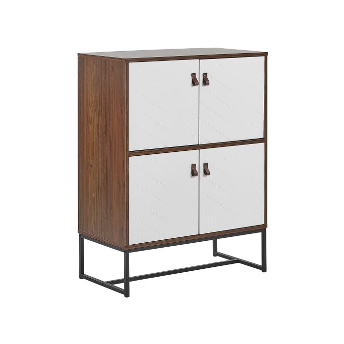 4 Door Sideboard Dark Wood with White NUEVA