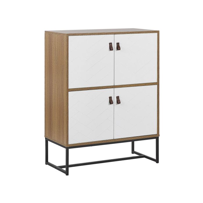4 Door Sideboard Light Wood with White NUEVA