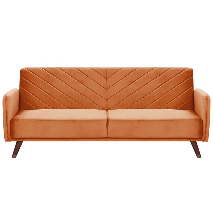 Velvet Fabric Sofa Bed Orange SENJA