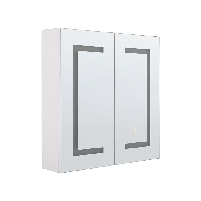 Bathroom Wall Mounted Mirror Cabinet with LED White 60 x 60 cm MAZARREDO