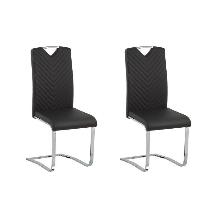 Set of 2 Faux Leather Dining Chairs Black PICKNES