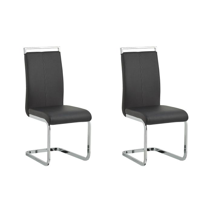 Set of 2 Faux Leather Dining Chairs Black GREEDIN