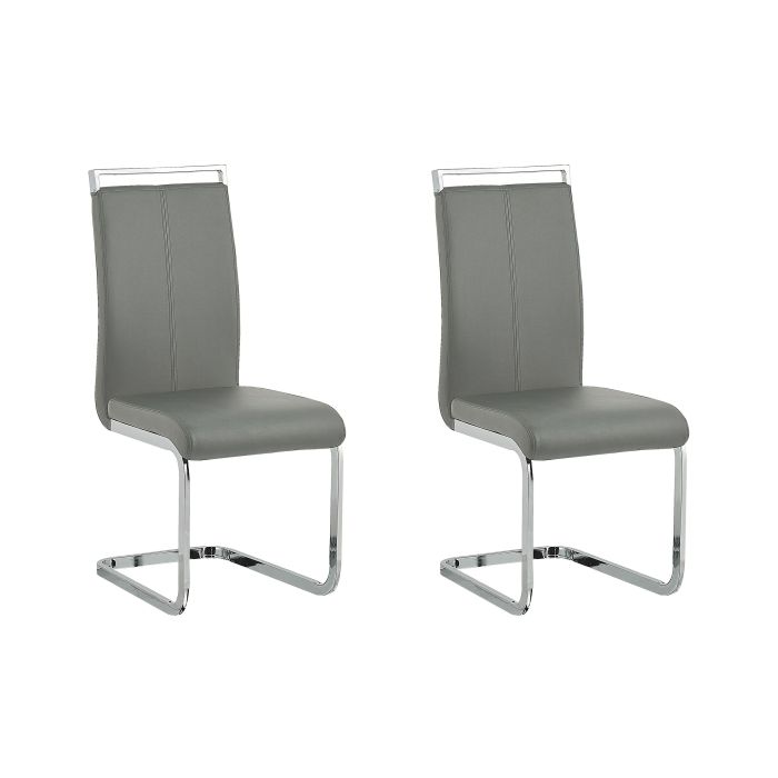 Set of 2 Faux Leather Dining Chairs Grey GREEDIN