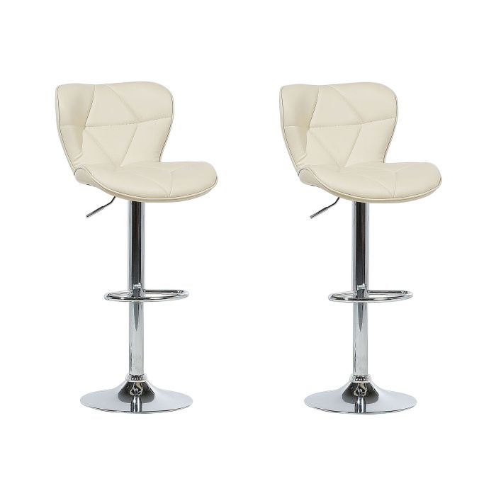 Set of 2 Faux Leather Swivel Bar Stool Beige VALETTA