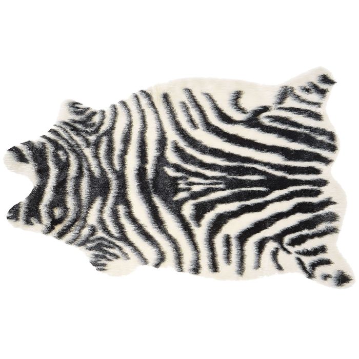 Zebra Print Rug Black