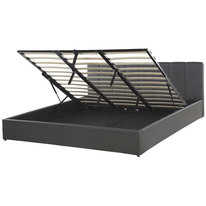 Faux Leather EU Super King Size Ottoman Bed Grey DREUX